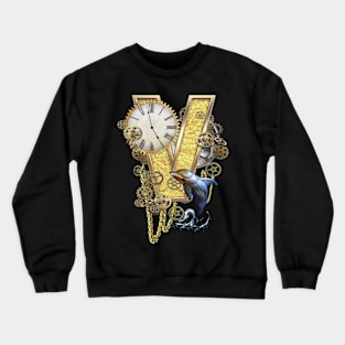 Letter V Birthday Steampunk & Dolphins Crewneck Sweatshirt